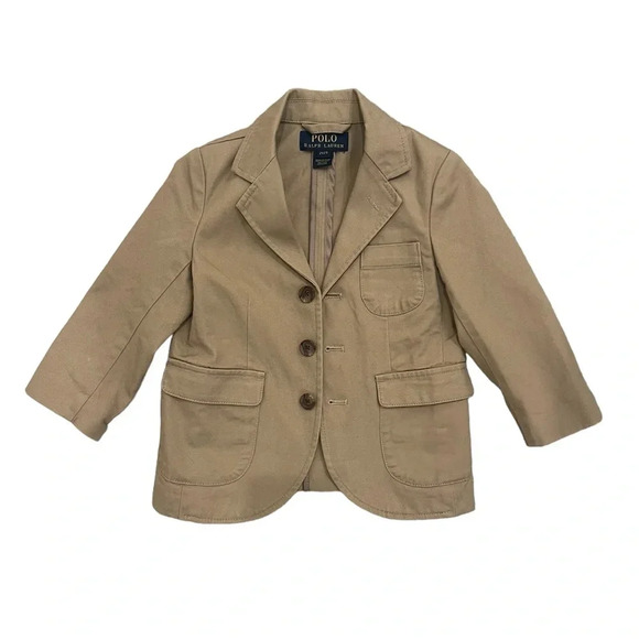 Polo by Ralph Lauren Khaki Button Up Blazer Sport Coat Toddler - Picture 1 of 8